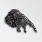 Pewter pin badge boxed - Spaniel head with pheasant
