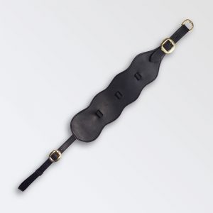 Four brass martingale in black leather